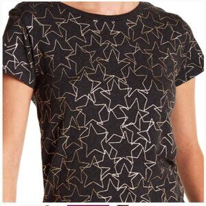 JCrew dark gray tshirt with gold metalic stars pattern
